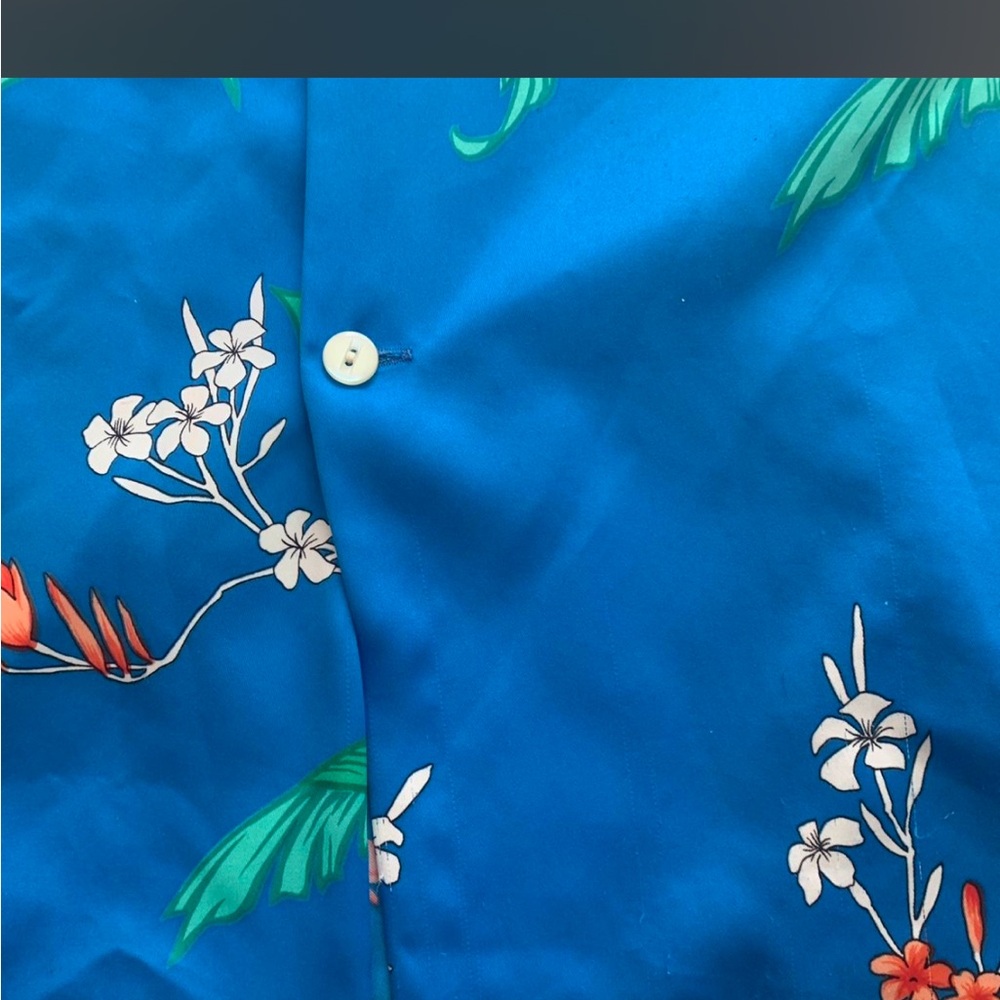Vintage 1970s Men's Tropical Print Short Sleeve Button-Down Shirt - Picture 6 of 7